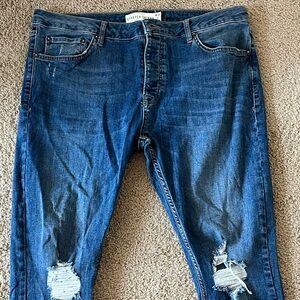 Topman Dark Blue Ripped Skinny Jeans - 38Wx32L